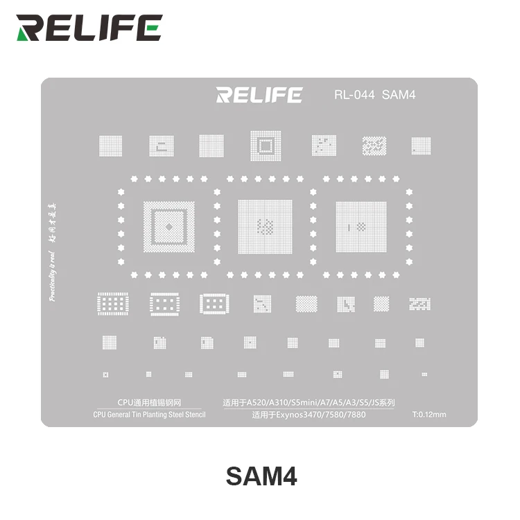 RELIFE RL-044 SAM Series CPU Integrated Steel Stencil Set/15 pieces For Mobile Phone Repair
