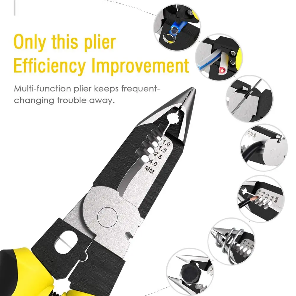 JNZ универсальные диагональные инструменты для аппаратного обеспечения инструмент для зачистки проводов клещи для снятия изоляции плоскогубцы для электриков