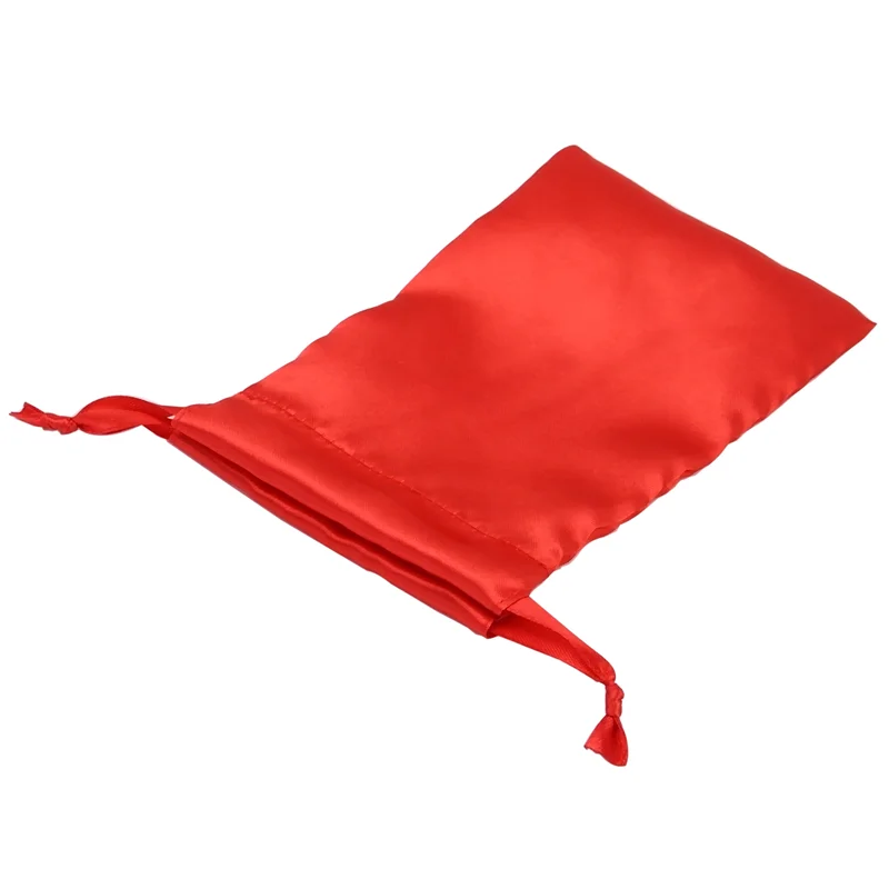 
Custom 7*10 Small Pink Silk Lined Fabric Dust Jewellery Pouch With Ribbon Storage Hair Drawstring Red Satin Bag For Lashes 