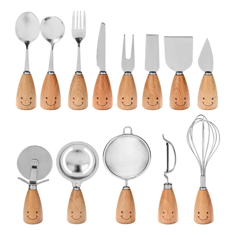 Вилка для ножей ложка из бука деревянная ручка инструменты приготовления пищи набор кухонных принадлежностей аксессуаров домашней кухни