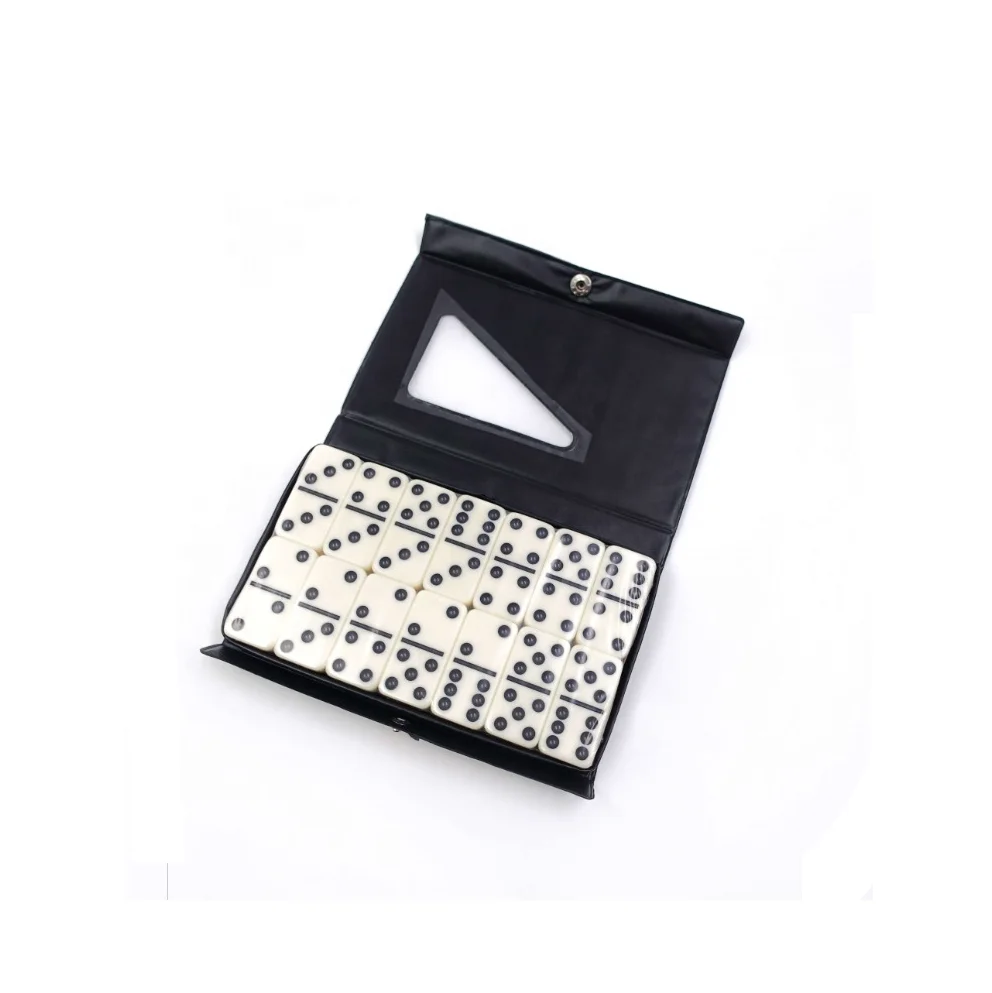 Gambling Game Double 6 9 12 15 Black Dot Domino With Pvc Box