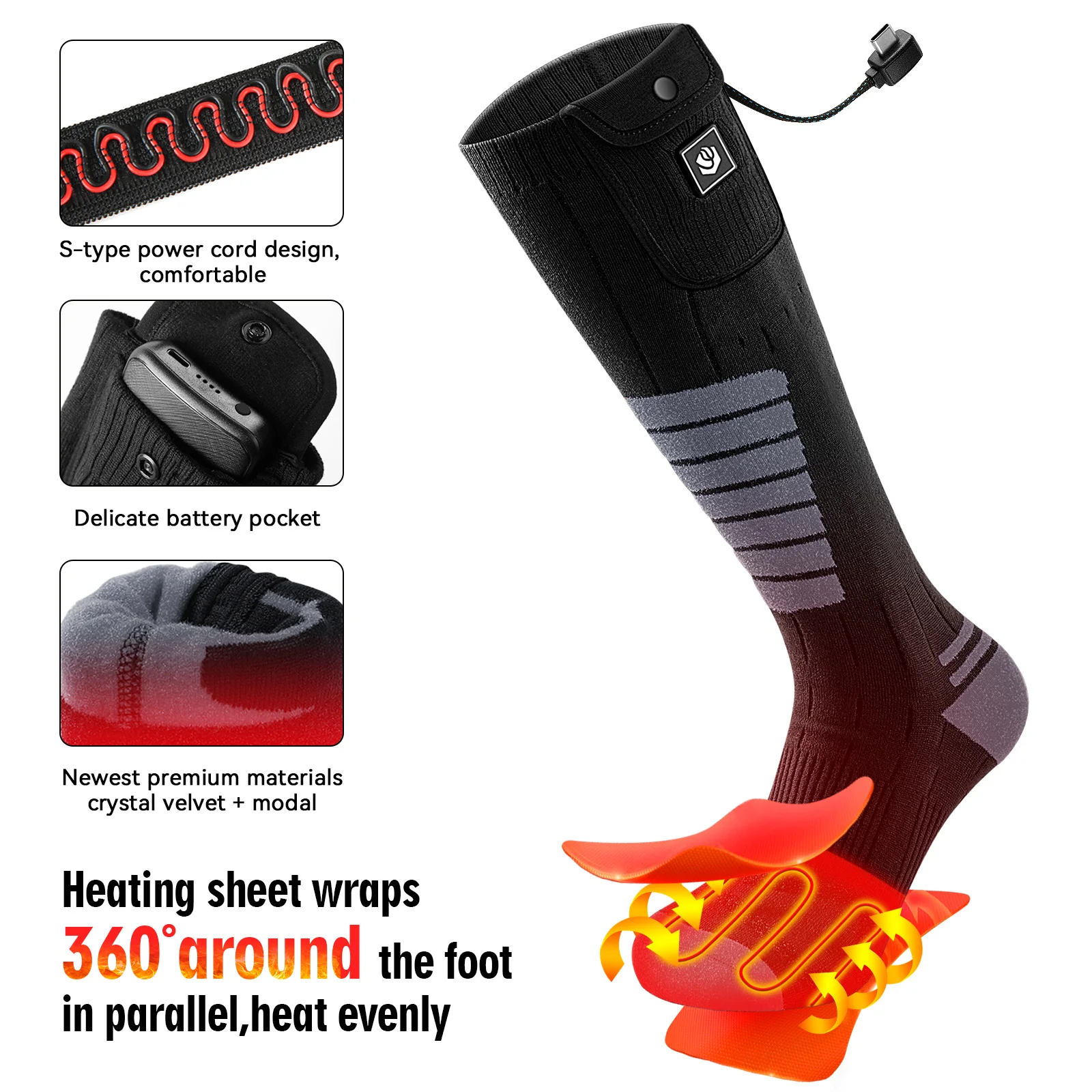 Best Winter Electric Heated Supply Socks With Battery APP Remote Control Socks for Skiing Hunting Motorcycle