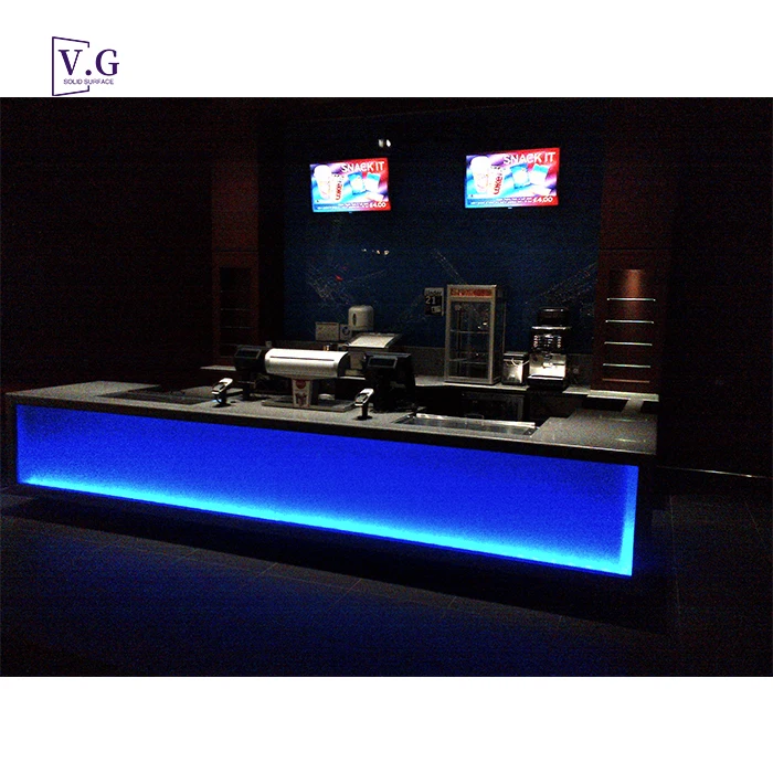RGB 16 Color Changed Led Lighted Night Club Bar Counter Cinema Design Modern Bar Counter
