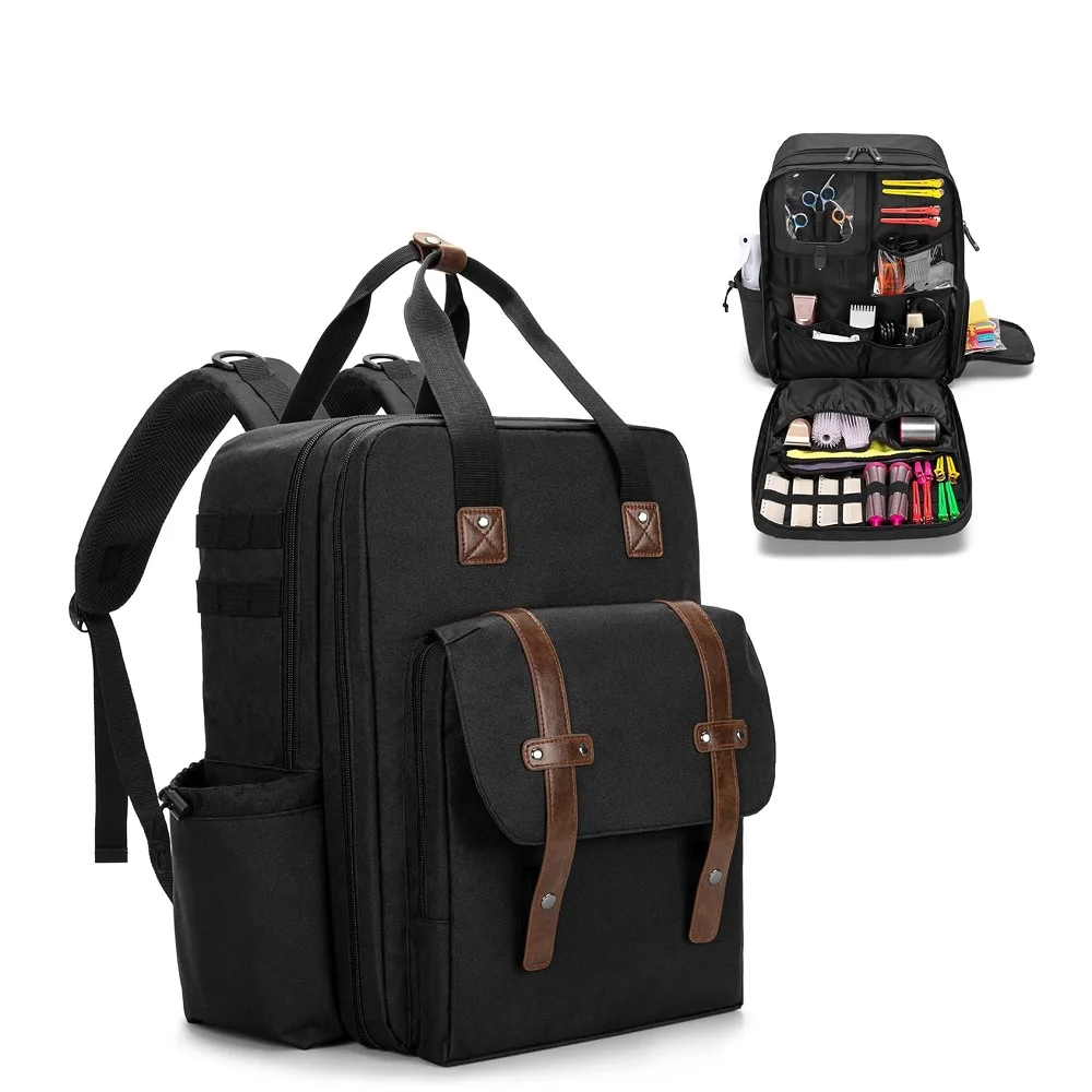 Custom Fashion Hairdresse Portable Barber Shop Haircut Tools Storage Hair Stylist Travel Backpack Tray Barber Bag