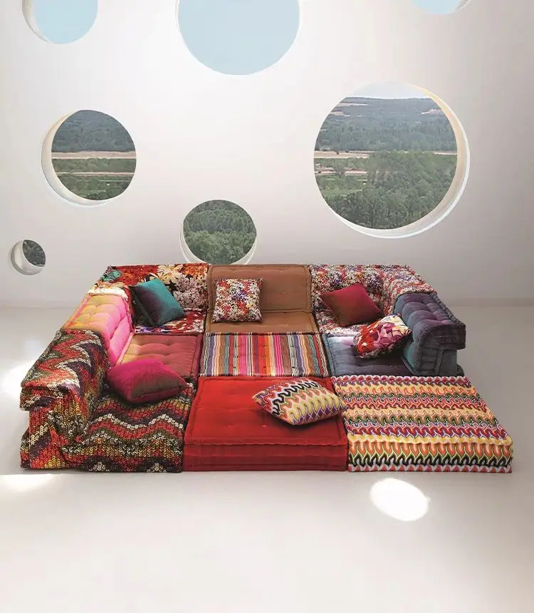 Nordic Rochburg Colored Sofa Multi Combination Villa Living Room French Homestay Large Unit Designer Mahjong Soft Sofa