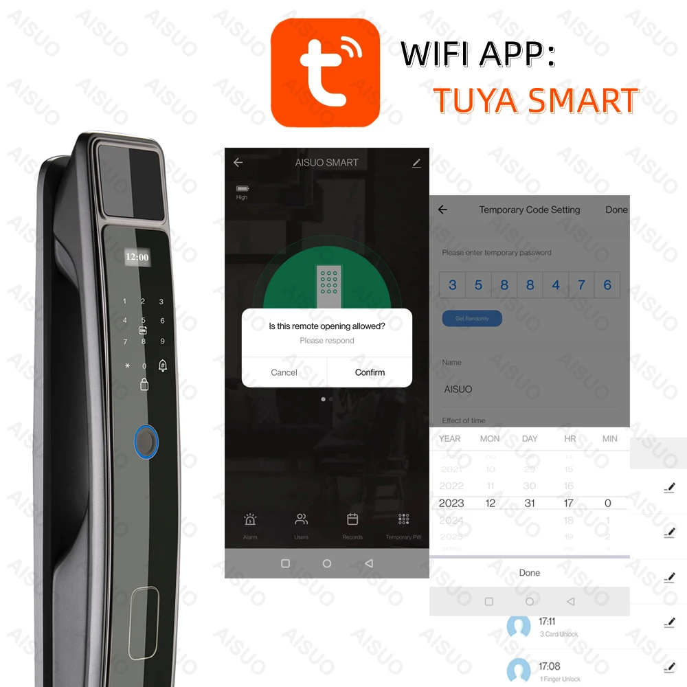 TUYA WIFI APP Impressão Digital Wifi Bloqueio Keyless Biométrico Smart Lock