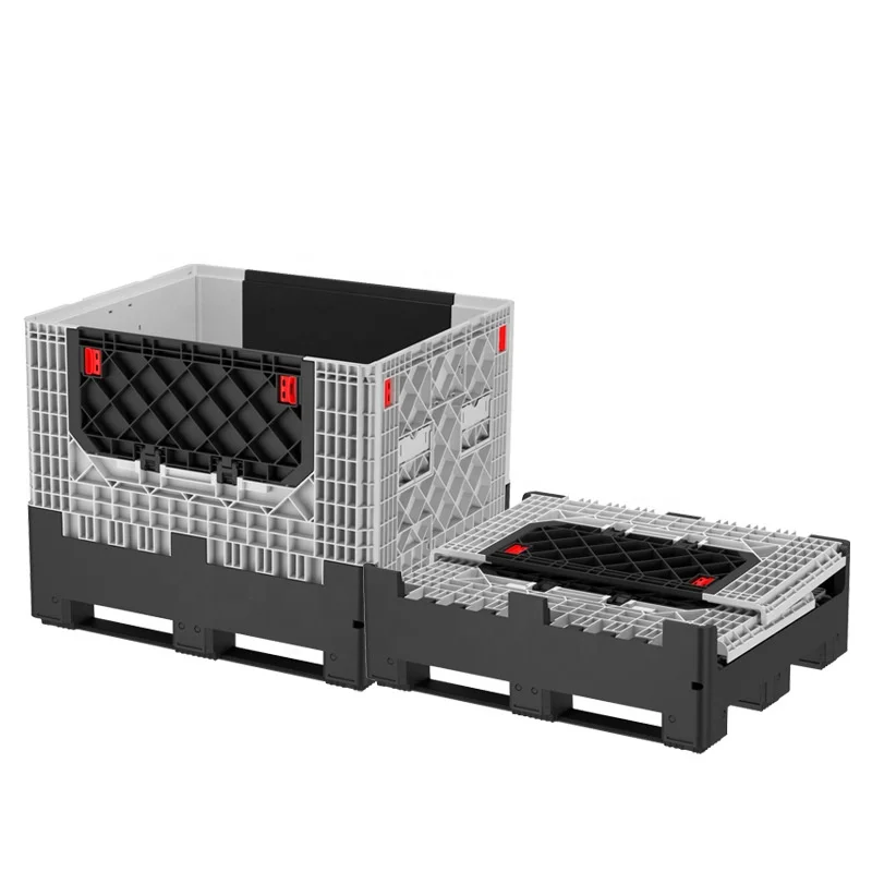 1200*1000*860mm 2 Door Plastic Collapsible Pallet Box Bulk Container with lid