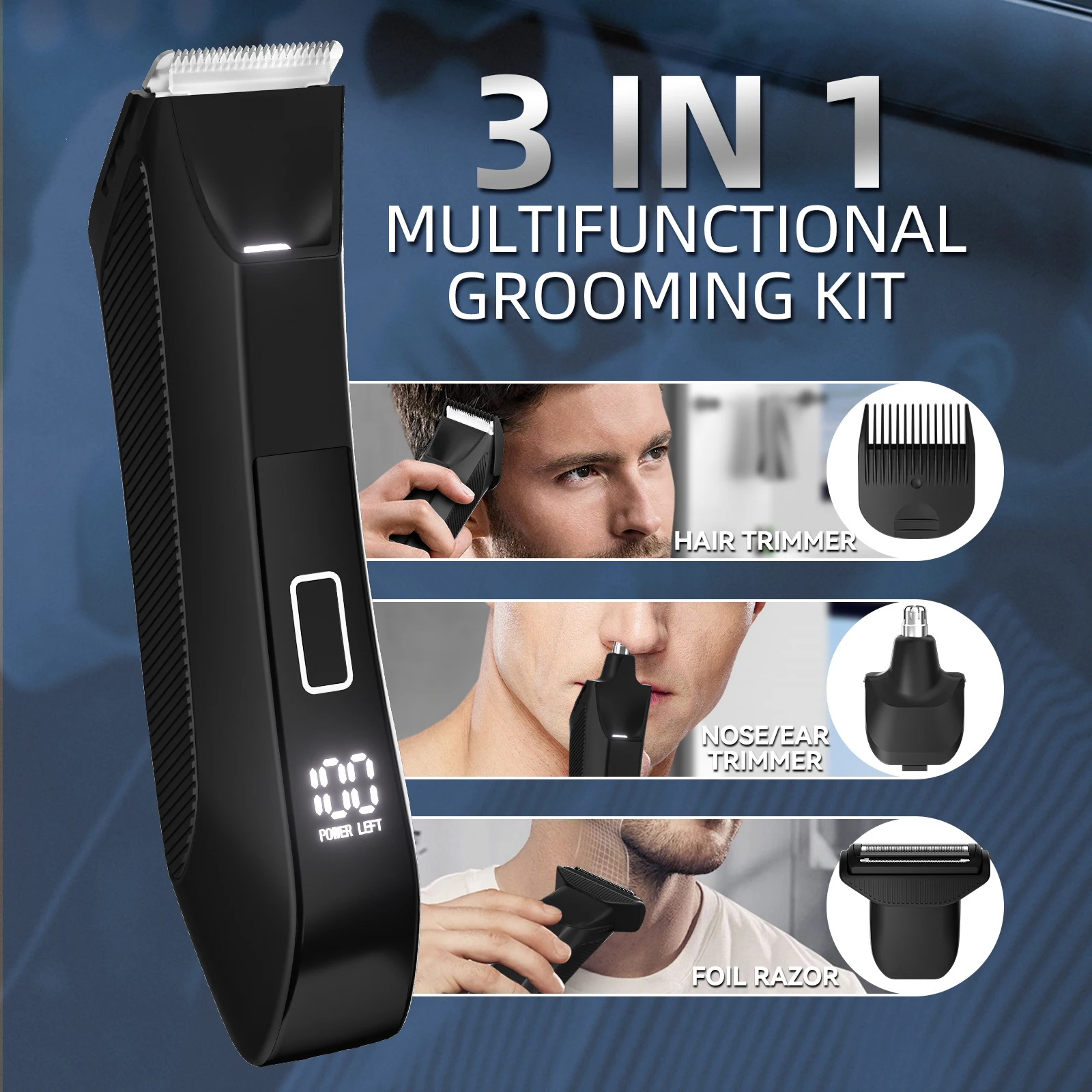 3 in 1 Nose Shaver Trimmer Set Waterproof Cordless Body Groomer Usb Rechargeable Electric Ear Nose Hair Clippers Trimmer