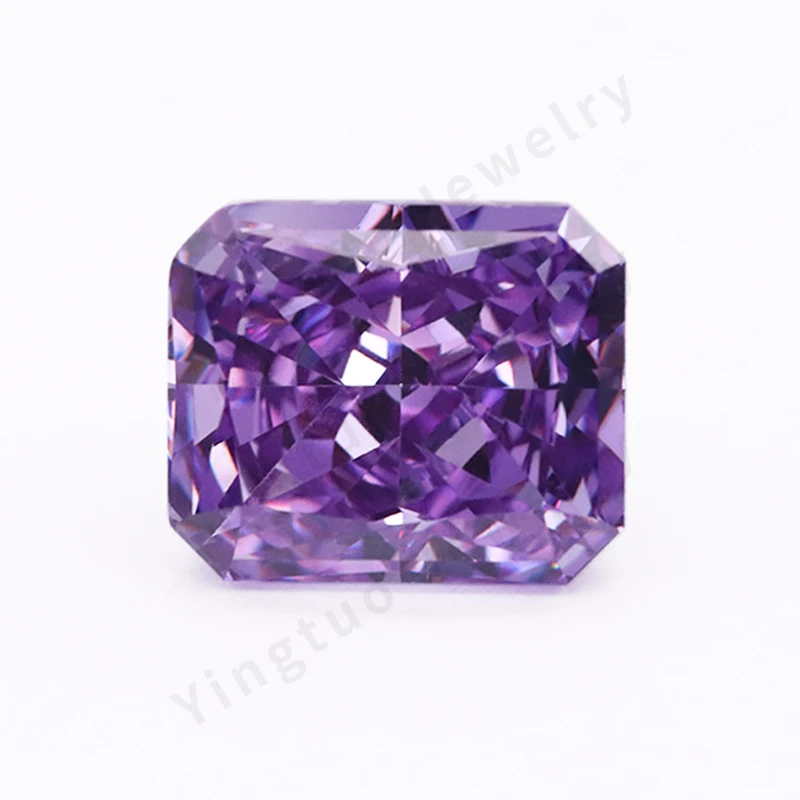 Custom Purple Radiant Shape Ice Cut Cubic Zirconia High-carbon Diamond Crushed Ice CZ Stone