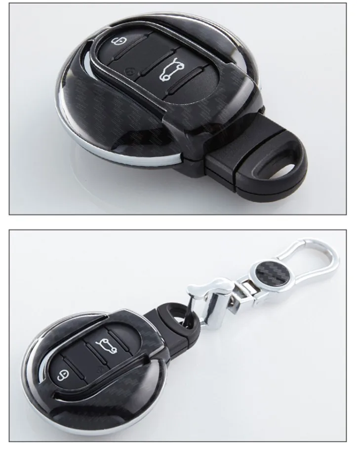 Carbon Fiber Car Key Holder Bag for BMW Mini Cooper F56 F55 F54 key Cover Reduce Damage Key Case 3 Buttons