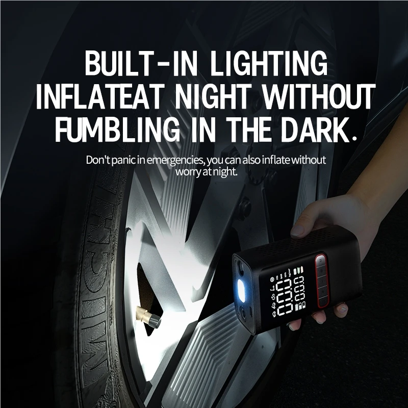 Portable outdoor multi-function with memory dual screen digital display rapid air pump automotive air compressor