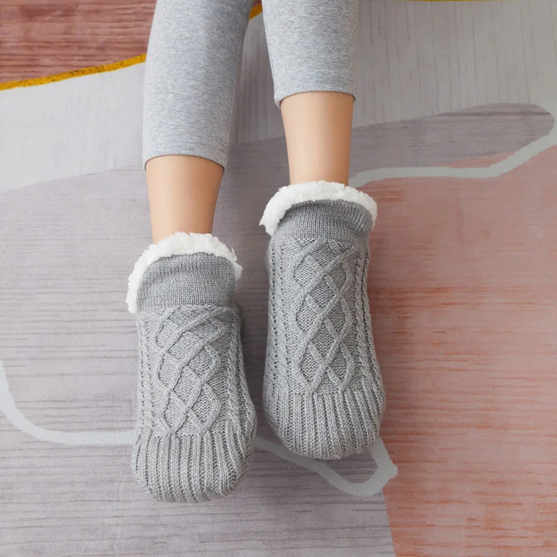 High Quality Indoor Thermal Winter Warm Fuzzy Slipper Floor Anti Slip Fleece Lined Sherpa Socks