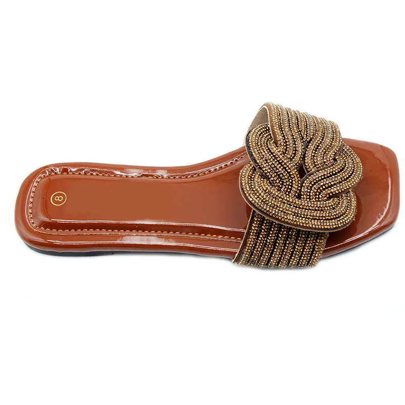 Foreign trade high quality fashion summer new 2024 slippers female rhinester Yiwu wholesale breathable fashion ladies slippers