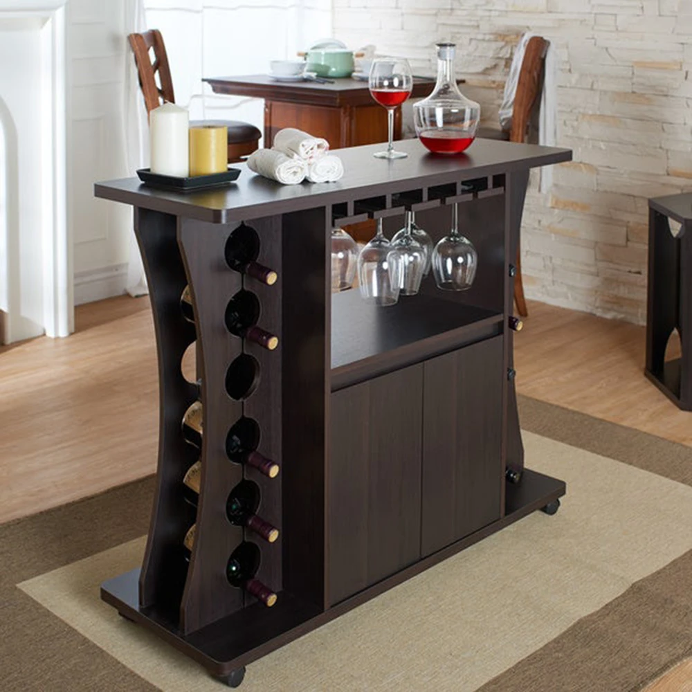 
Northlawn Espresso Buffet table with wood Wine Rack bar cabinet 