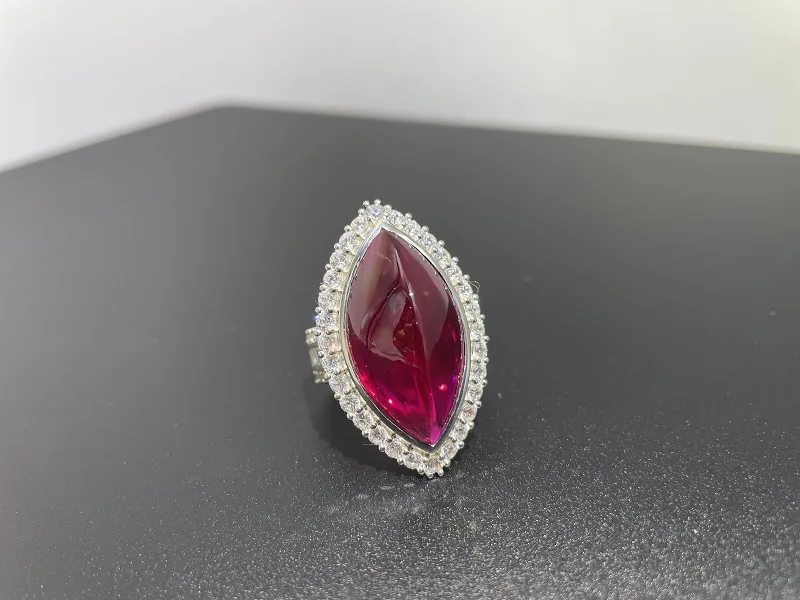 2021 new jewelry supports drop shipping Support traceability 925 Silver Horse Eye Ruby Ring
