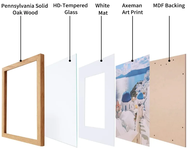 11x17 Oak Picture Frame Solid Wood Wall Mounting Photo Frame Made of High Armored-Glass for Home Decor