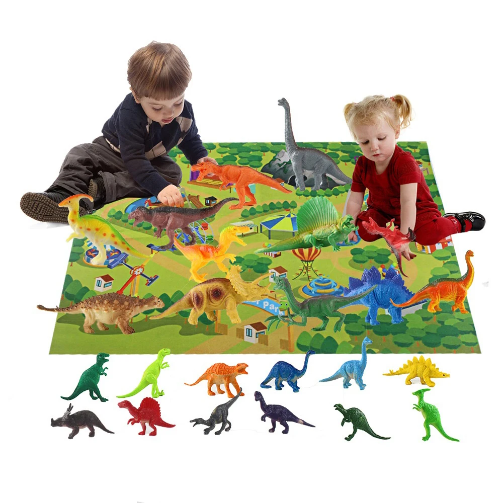 Hot selling 12 pcs Dinosaur Model Popular Dinosaur Toys Set Mats Education Children Toy