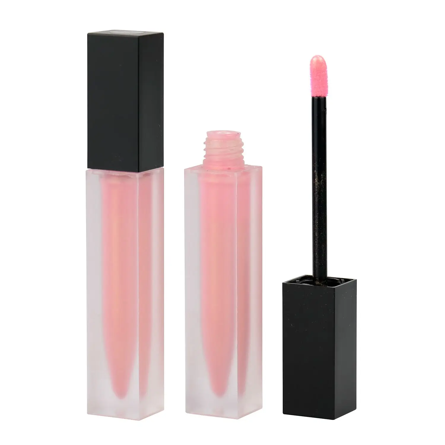 Clear glossy matte lip gloss with different shade and coming with color name stickers and regular paper boxes liquid lipstick