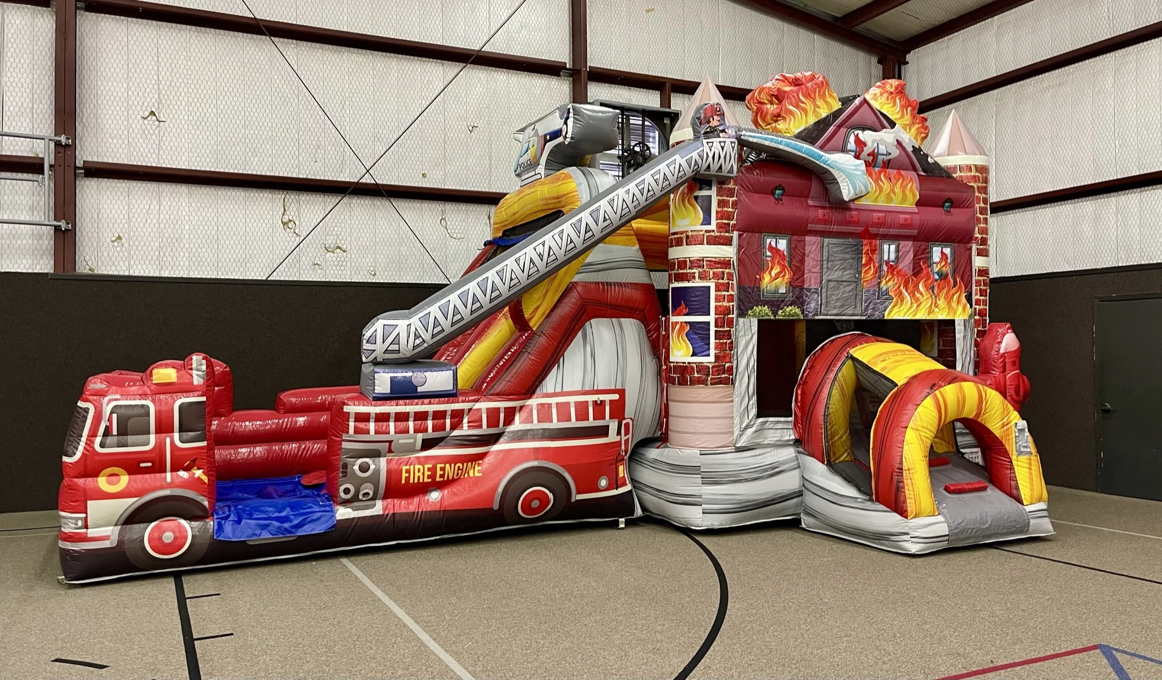 large inflatable fire truck bouncer bouncy castle factory direct sale