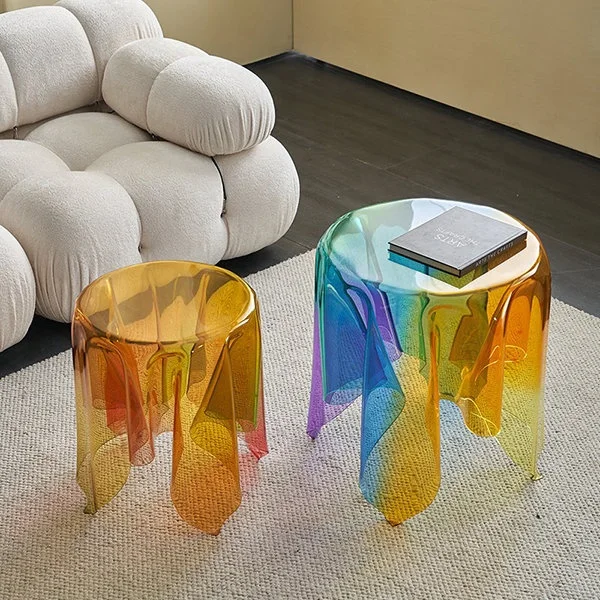 Manufacturer factory OEM customized Round Modern Iridescent acrylic Side Table