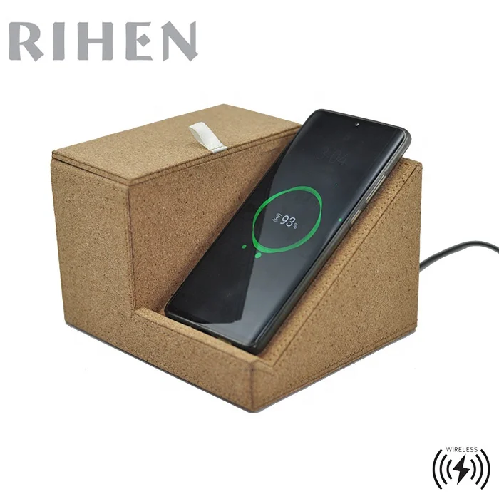 
10W Wireless charging station and power station with Tissue Box PU Leather desktop organizer 