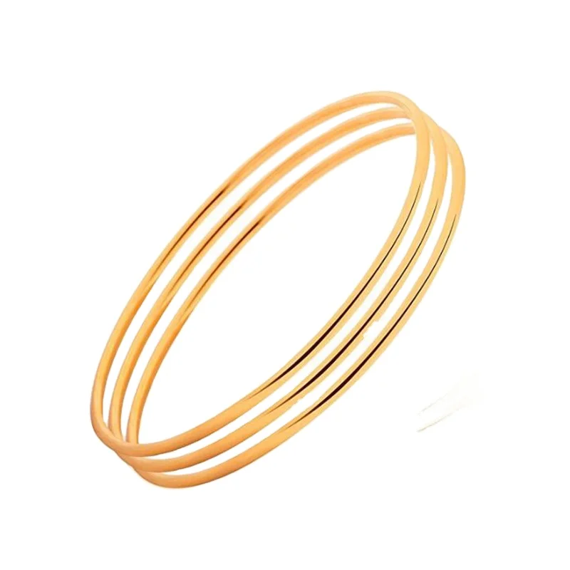 Women Simple 6 Pcs Tri-color Silver/Gold/Rose Gold Tone Bohemian Style Bangle Bracelet Set