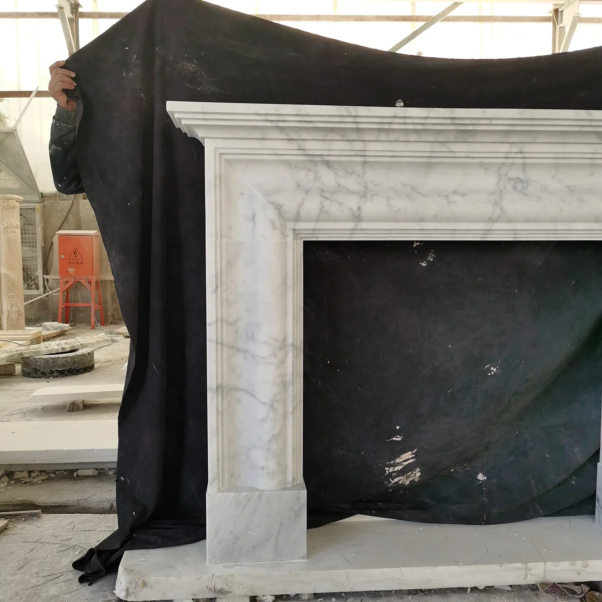 Natural marble mantel custom design white marble fireplace interior freestanding Italian marble mantel