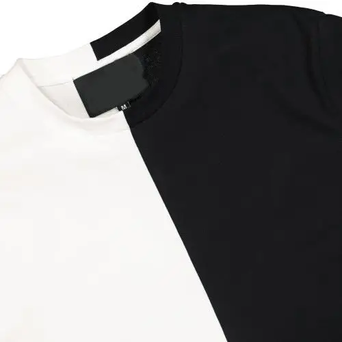 Wholesale Custom Mens Split Two Tone Color Half Black Half White T Shirt