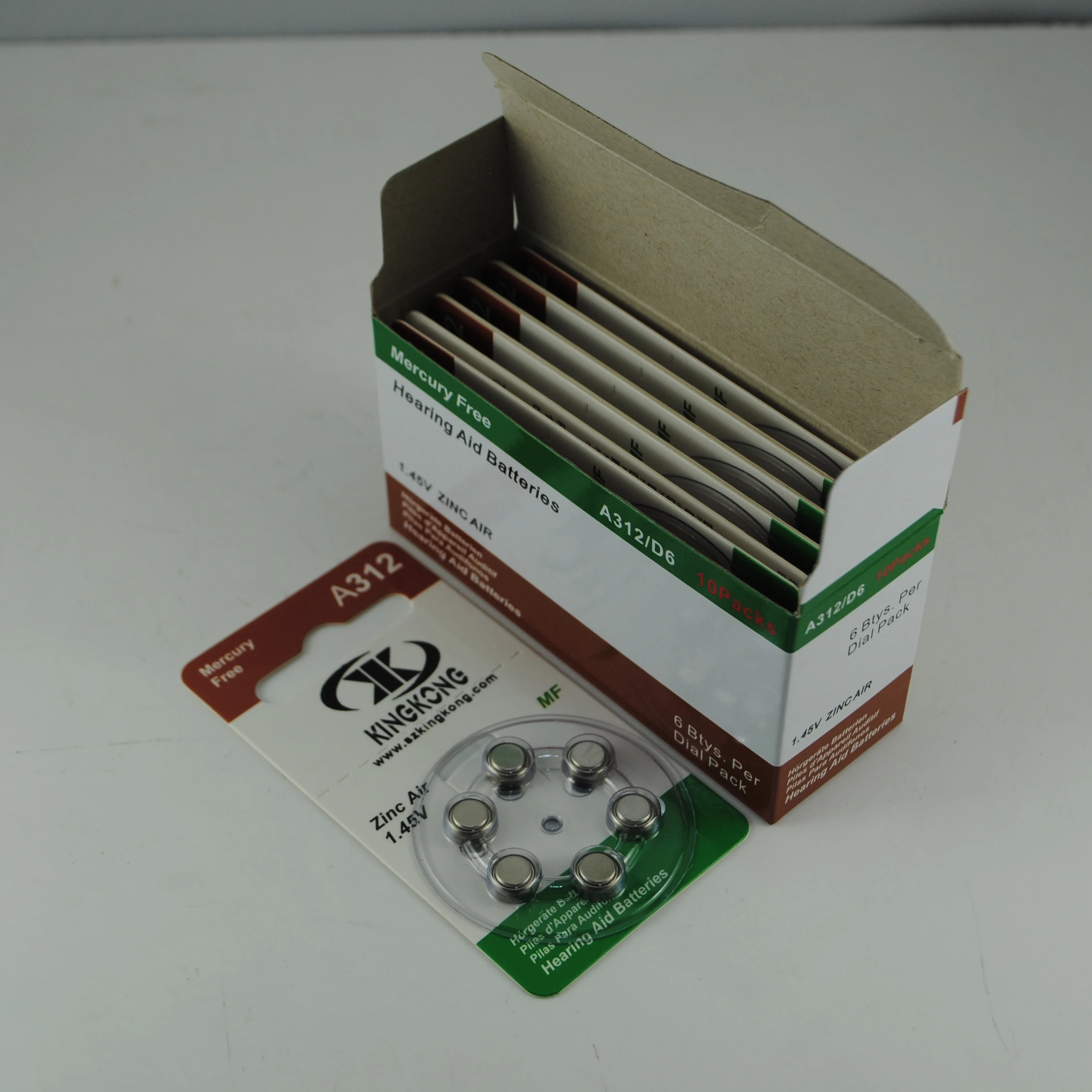 Kingkong brand PR41 A312 1.4v 170mAh zinc air Good Quality Hearing Aid Battery