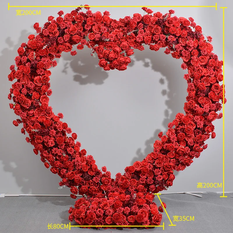 Hot Selling Heart Shape Red Rose flower Arch For Wedding Garden Home Decor