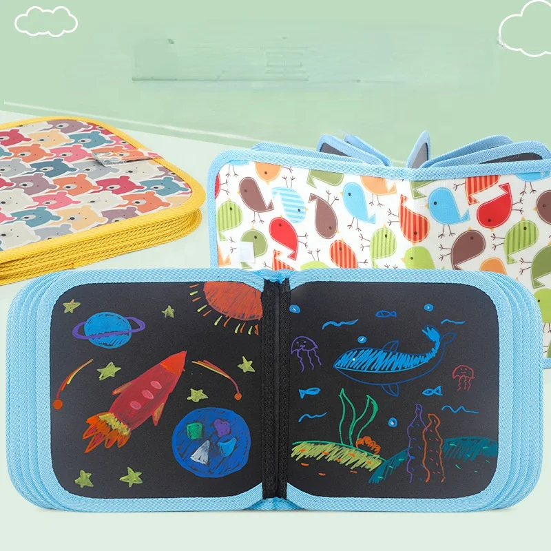 best selling product amazon Children portable painting color book blackboard children picture books chalk painting book