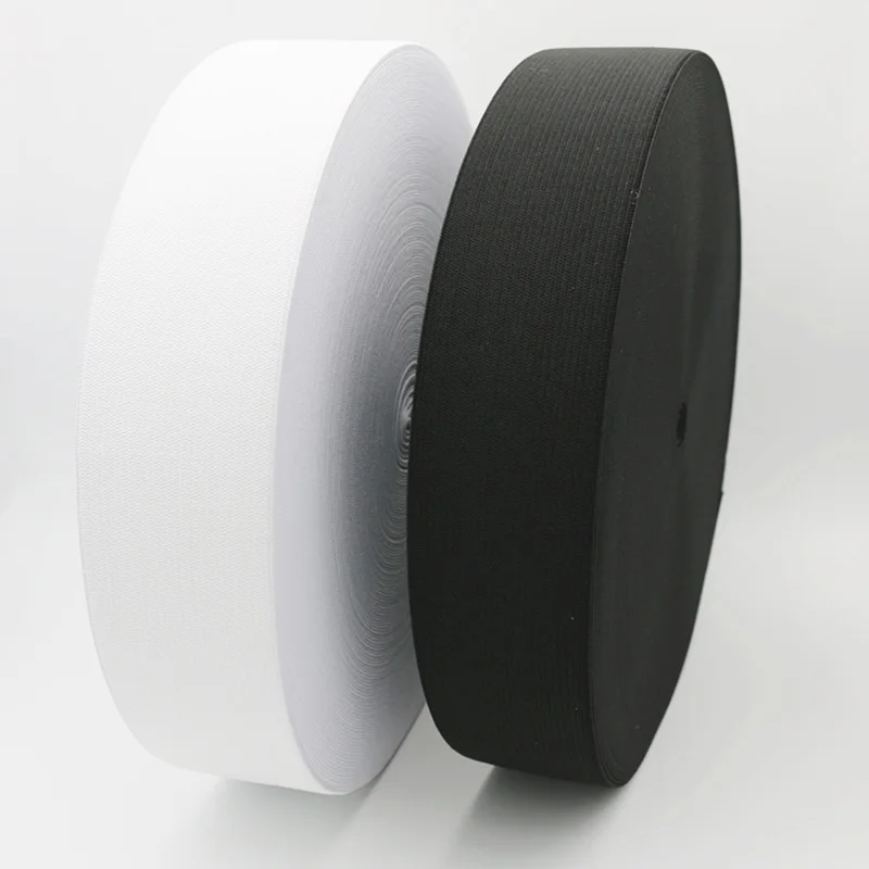 Custom 30mm High Quality Wholesale Elastic Band White And Black Color Elastic Various Size Flat Elastic