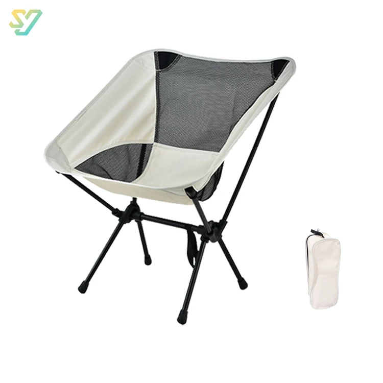 SY wholesale metal fabric mesh outdoor camping lightweight chair folding moon chair for adults backpacking portable small chair