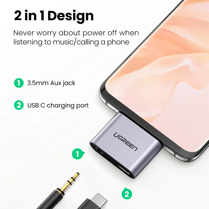 UGREEN кабель-Переходник USB C Type 3 5 мм адаптер для наушников Lightning/сплава аудио разъем подключения с USB-C зарядное устройство Huawei