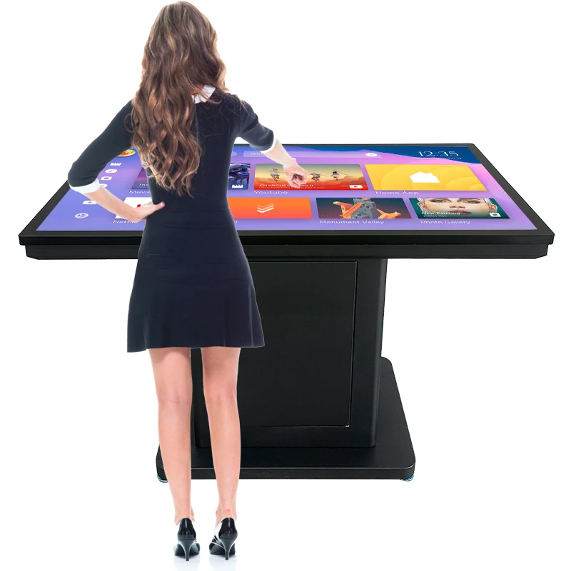 43 49 55 inch android windows 4k waterproof tempered glass smart coffee table for business