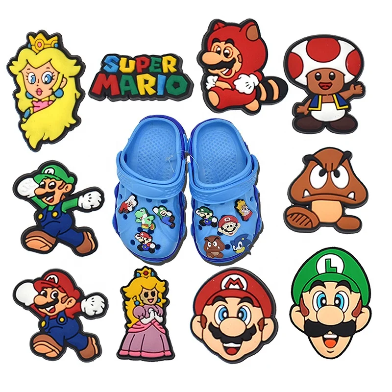 Charmes super Mario croc Factory direct croc charms super Mario pvc shoe decoration charms for kids clog