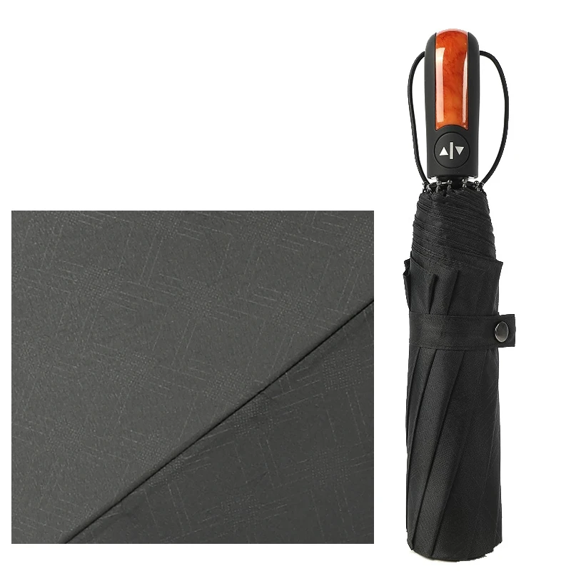 Folding Automatic Rain Women Wood grain handle Men Windproof Compact Travel Umbrella Car Male Auto Open/Close