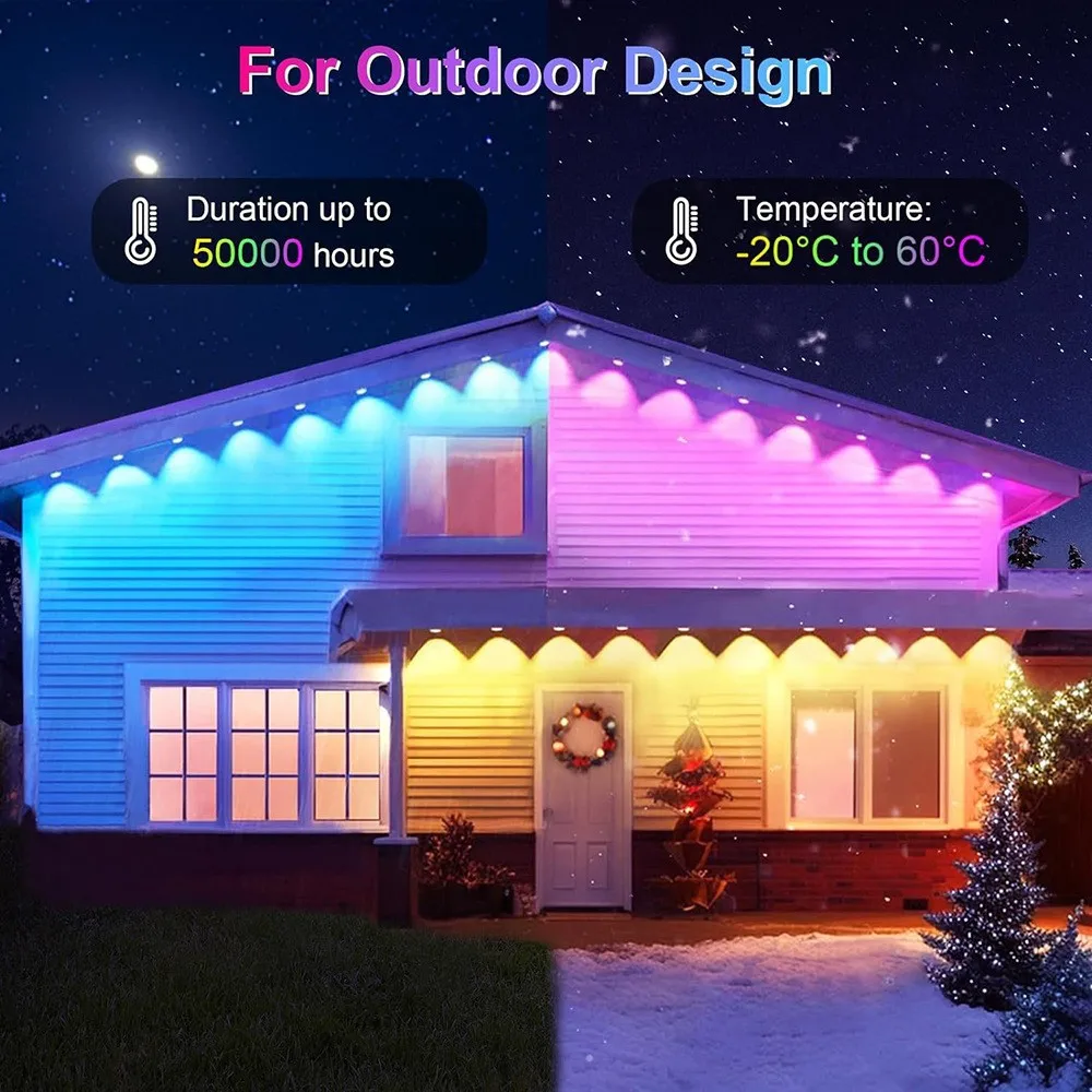 outdoor DIY Garden decor light LED RGBIC chips Blue--tooth wireless remote controller smart housing ambience decorating lamp