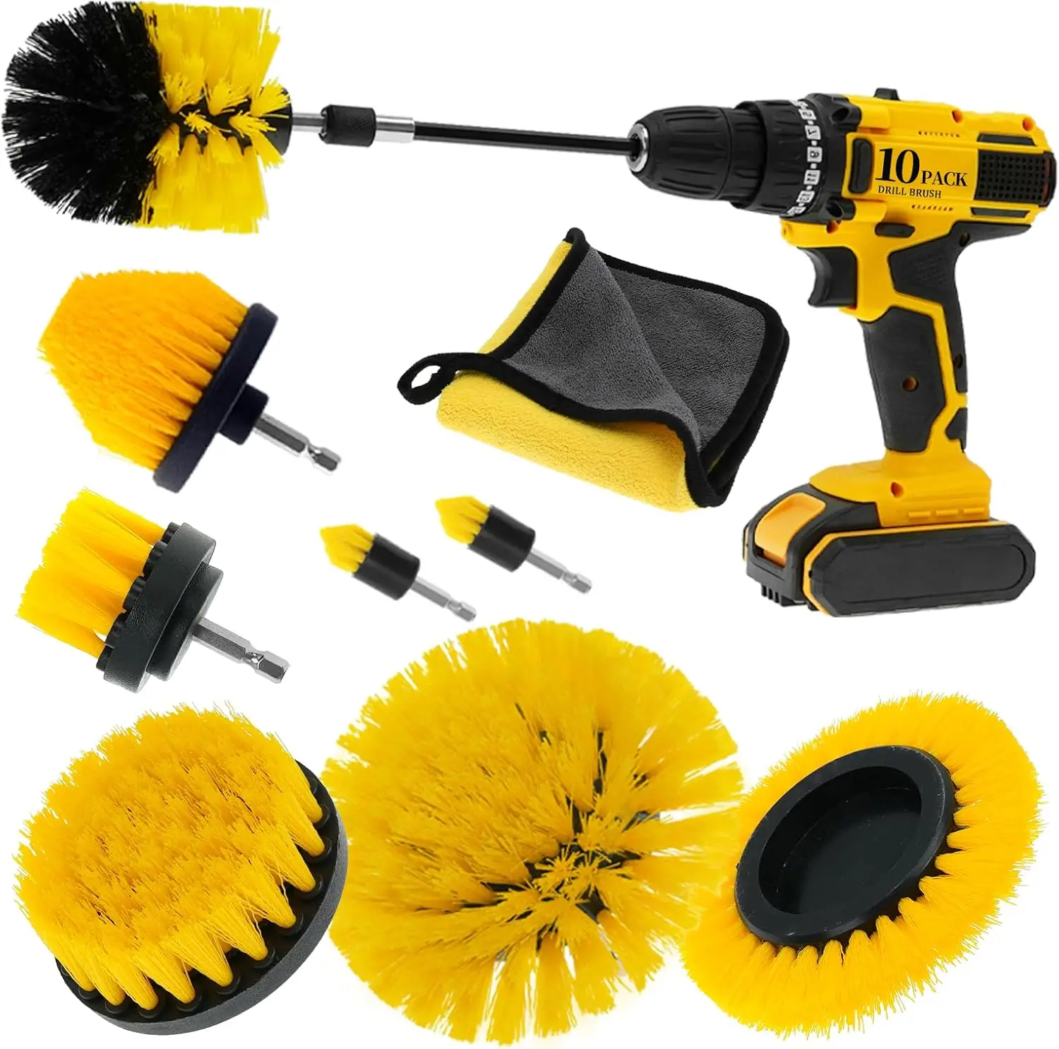 10 Piece Drillbrushes Fixing Cleaning Brush Power Scrubber Cleaning Brush Set For Car Rims Kitchen