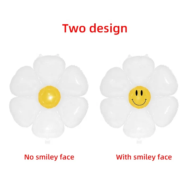 Huge Flowers Balloons White Daisy Balloon Foil Balloon Flower Party Decorations for Fairy Birthday Party Decorations, 4 sizes