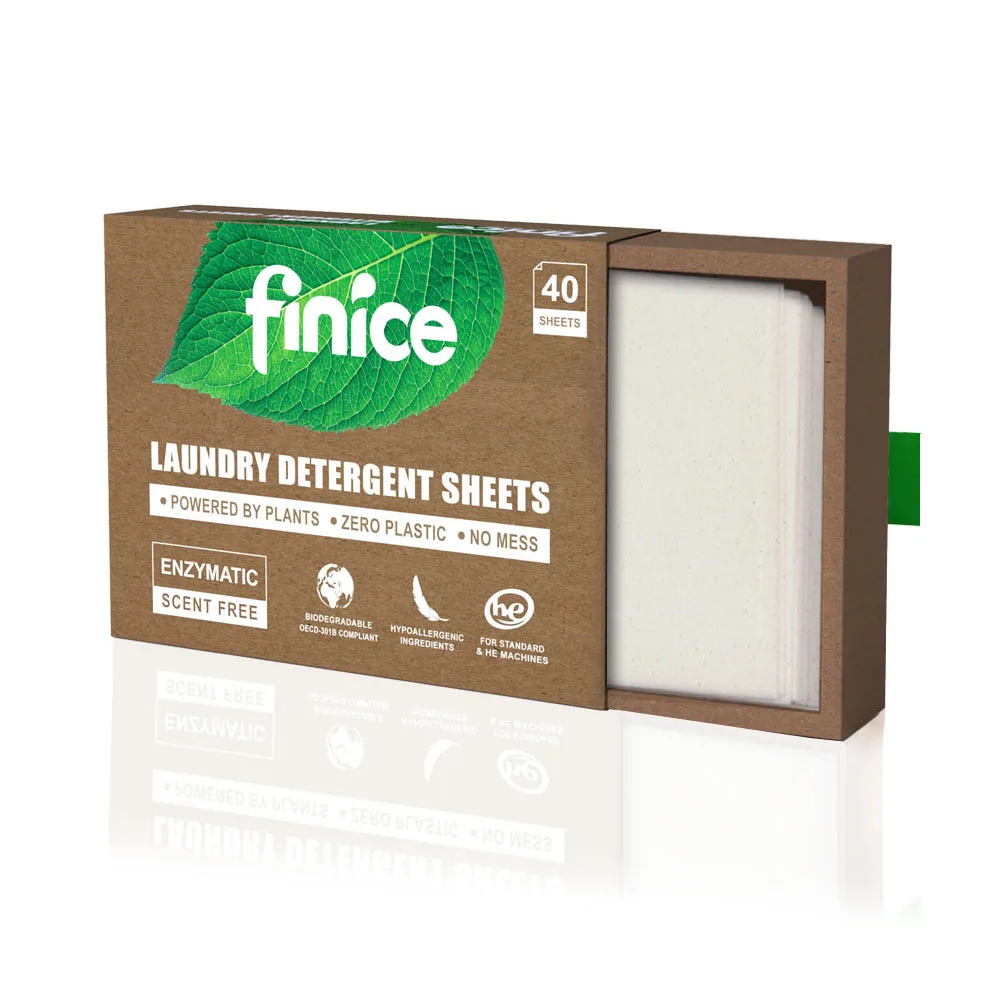 Finice Eco- Friend Soap Paper Cleaning Tablet Laundry Tablets Quick Dissolve Clean Detergent Sheets