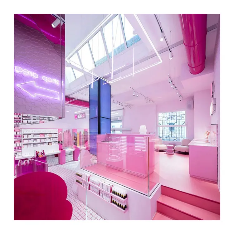 Fine Design Modern Cosmetic Shop Design Display Showcase Display Cabinet Cosmetic Boutique Design