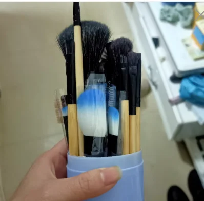 12 pcs makeup brush set aluminum tube artificial fiber brush head and plastic bucket Brush kits for COSMETICS Makeup