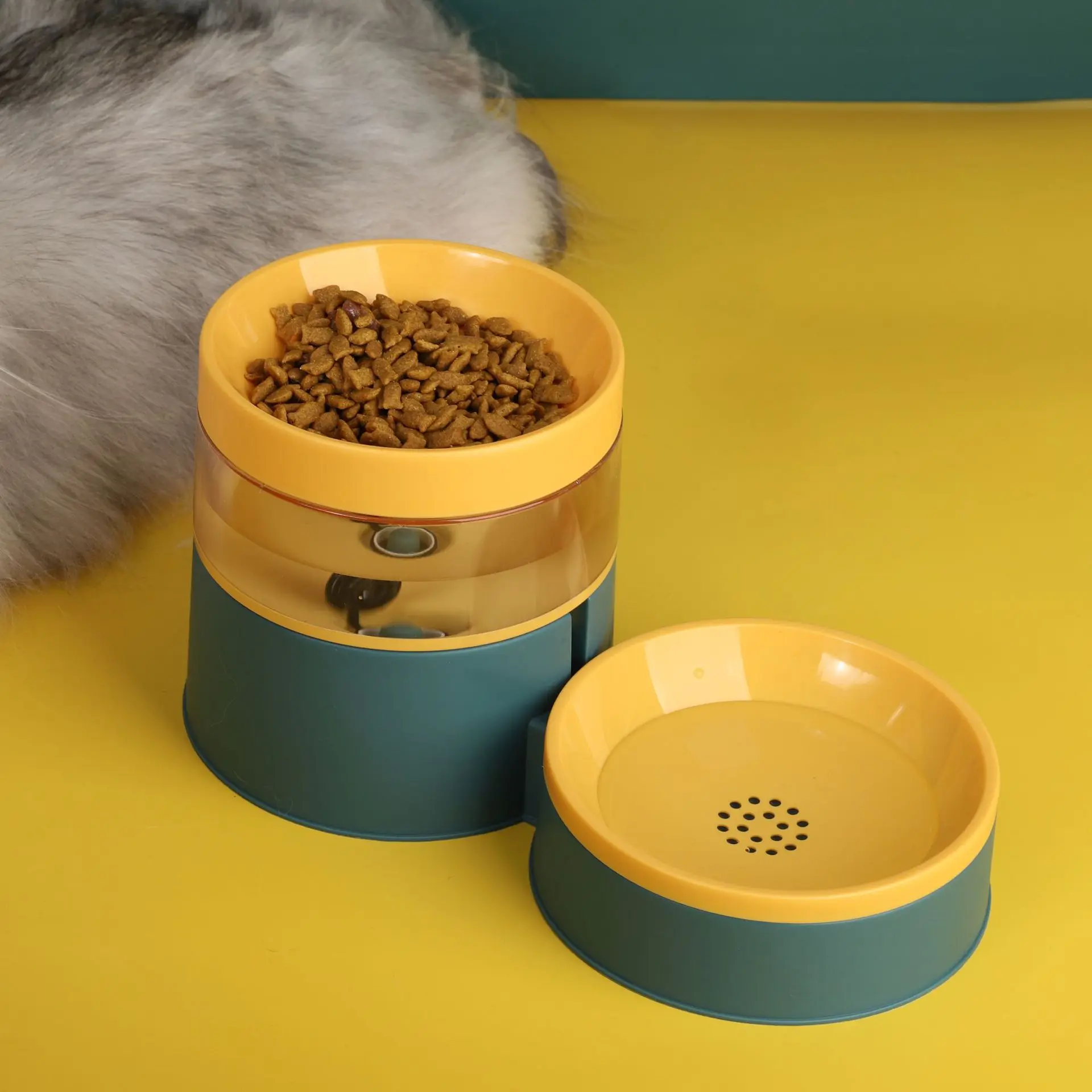 Pet one dog bowl three-dimensional neck protection cat bowl automatic drinking water feeder