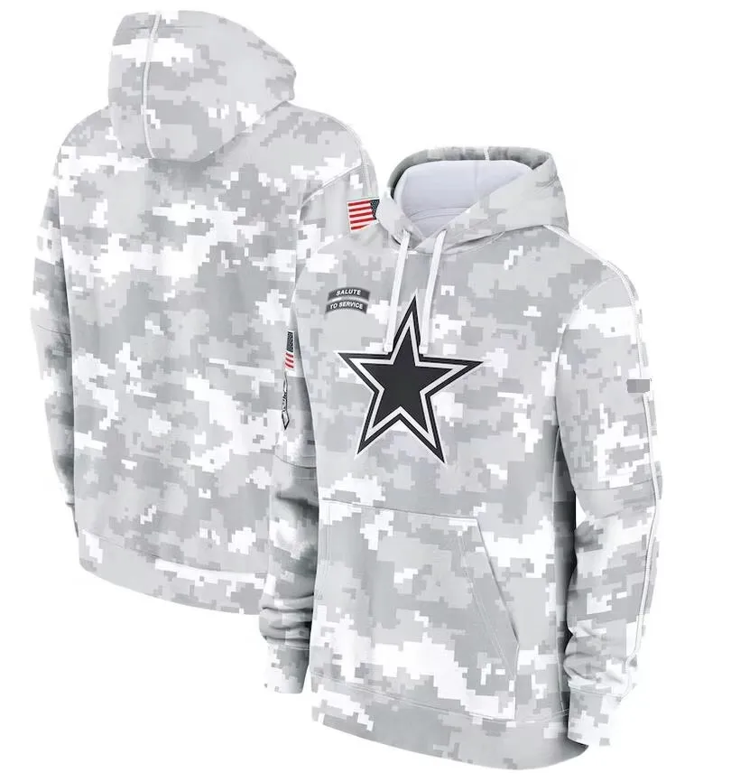 2024 American Football Printed Hoodies Salute-to-Service Camo Sport Hoodie Wear NFLL Sweatshirts Hooded Fleece Pullover 32 Team
