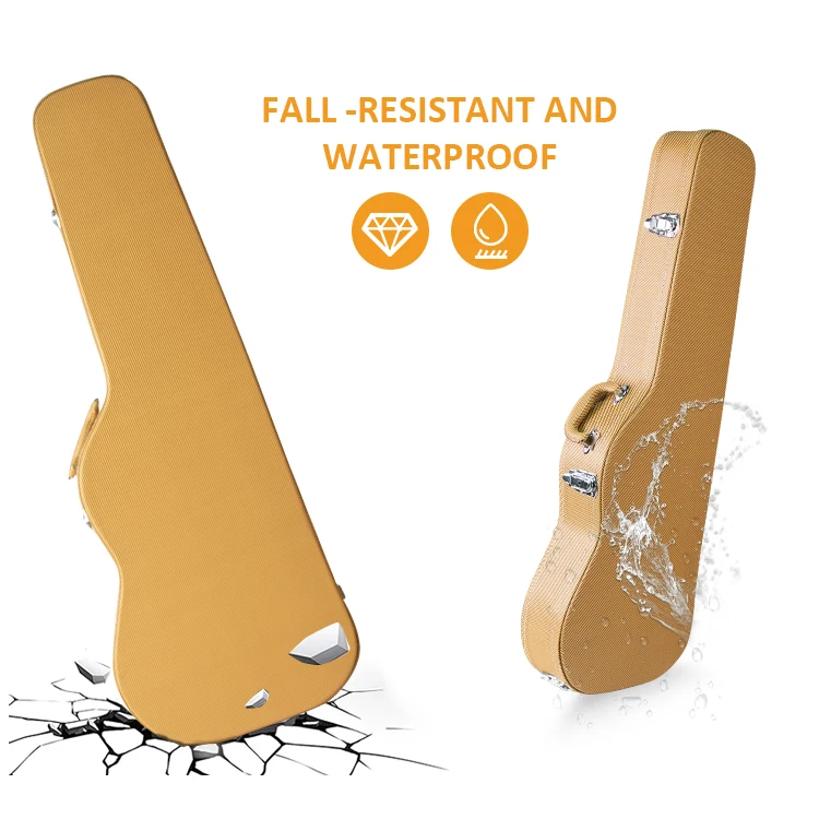 TN-YH/FD-3ST Factory wholesale key lock Music Electrical Guitar Yellow PU Leather Hard Case Electrical Guitar Case