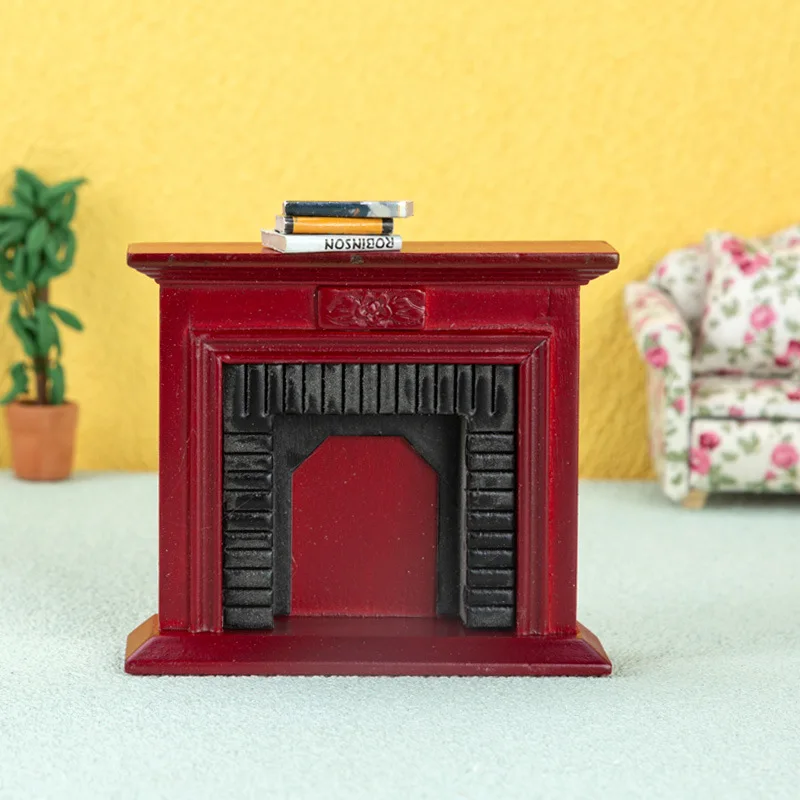 Wholesale Miniature Classical Dollhouse Wooden Furniture Mini 1:12 Scale miniature Retro fireplace dollhouse