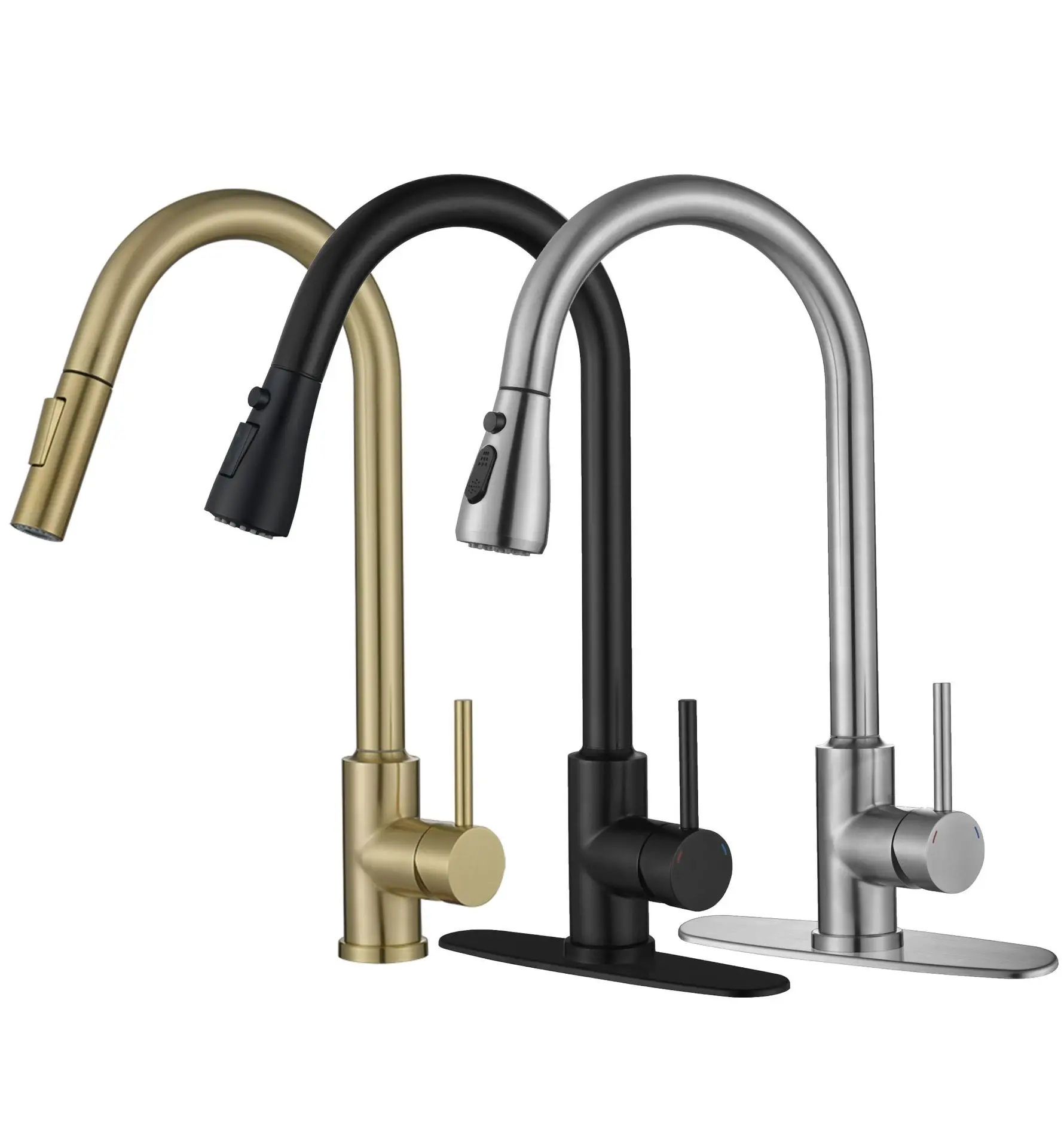 China Sanitary Ware Golden Color Brushed Designer Luxury Gold Kitchen Faucet