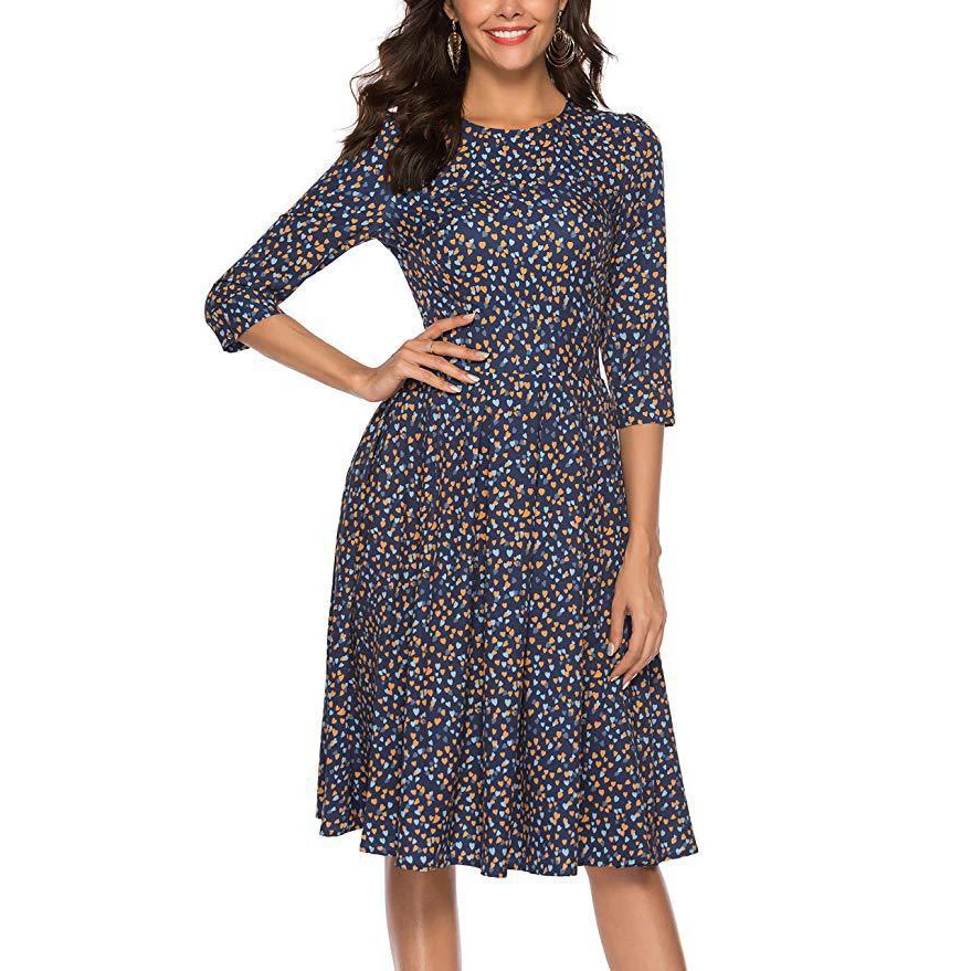 Wholesale Long Sleeve Lady Dress Summer Casual Elegant Floral Sexy Skirt Plus Size Womens Dresses Clothes