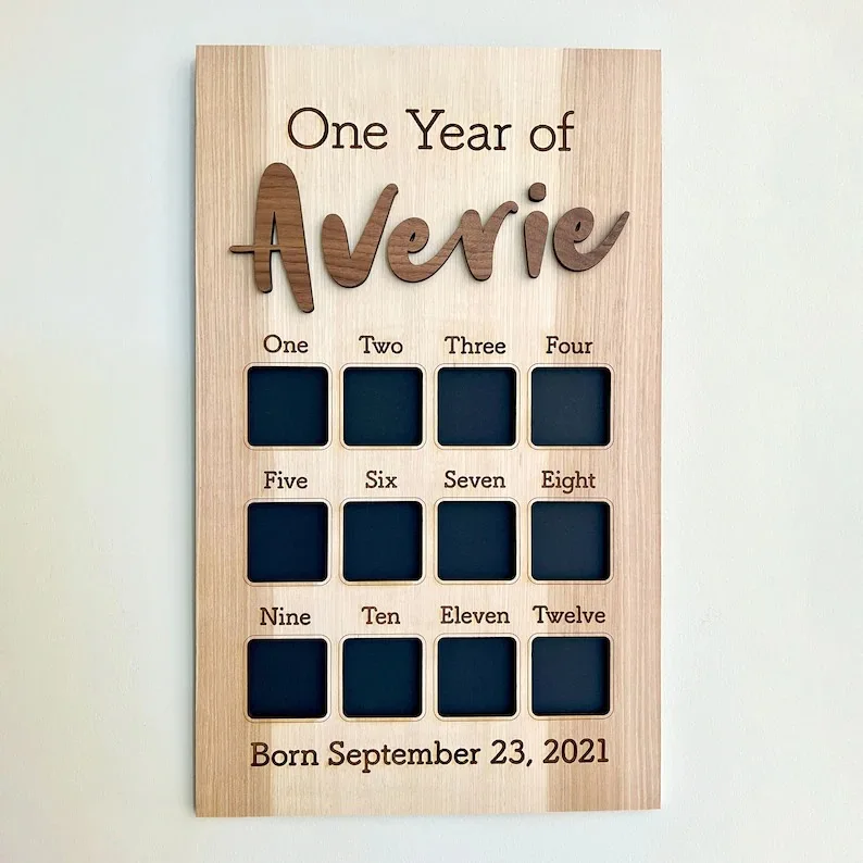 Baby Growth Record 12 Months Photo Frame Souvenir Growing Memory Gifts First Year Photo Board